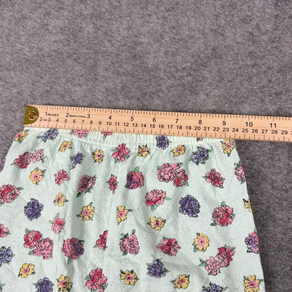 Flapdoodles Floral Leggings Girls Size 8 Vintage 90s Pointelle Quilted Mint - Picture 9 of 13